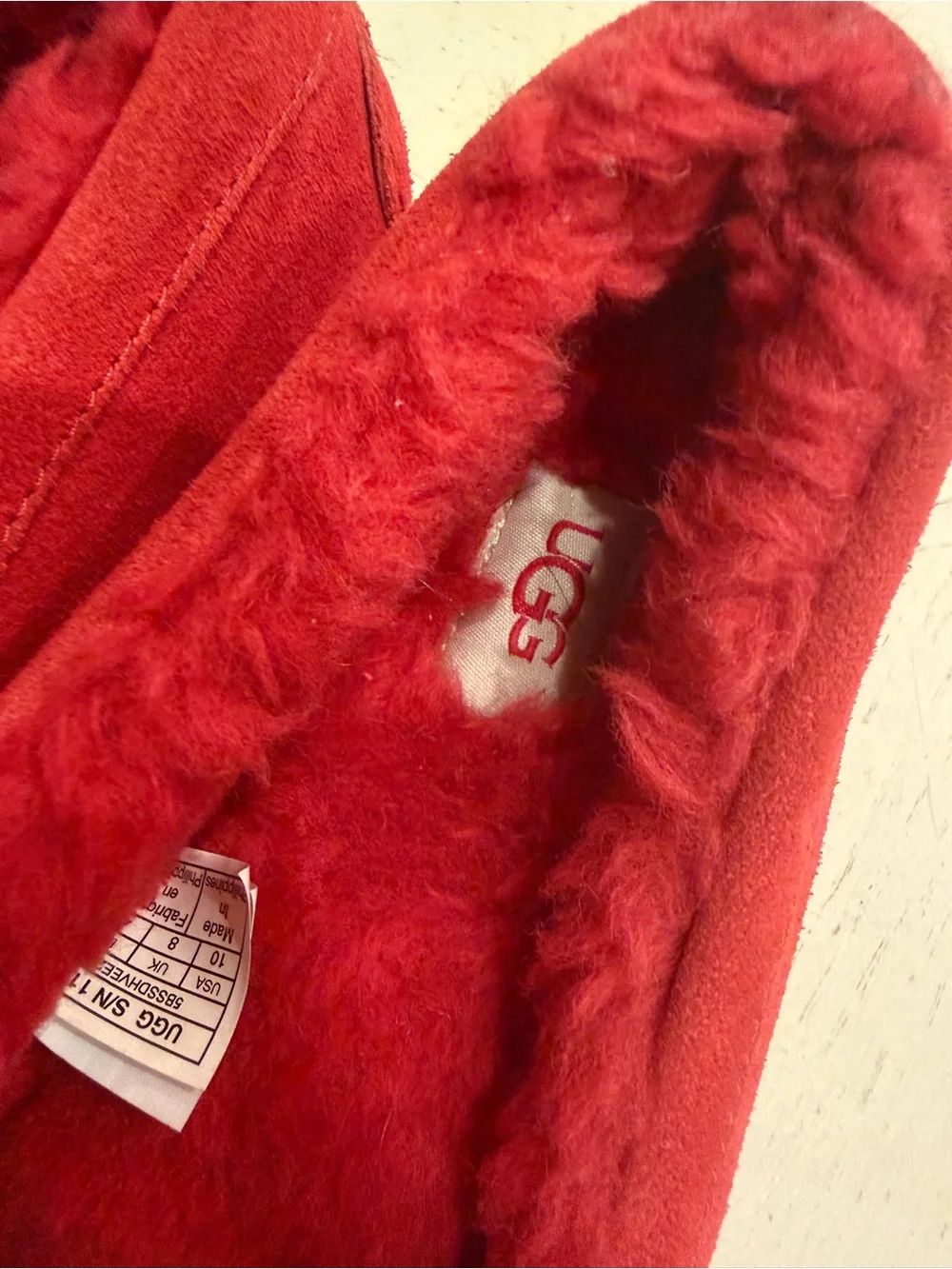 UGG Red Suede Fur-Lined Men's Moccasin Loafers